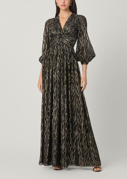 Shoshanna Shoshanna Midnight Rosalie Lurex Clip Chiffon Dress