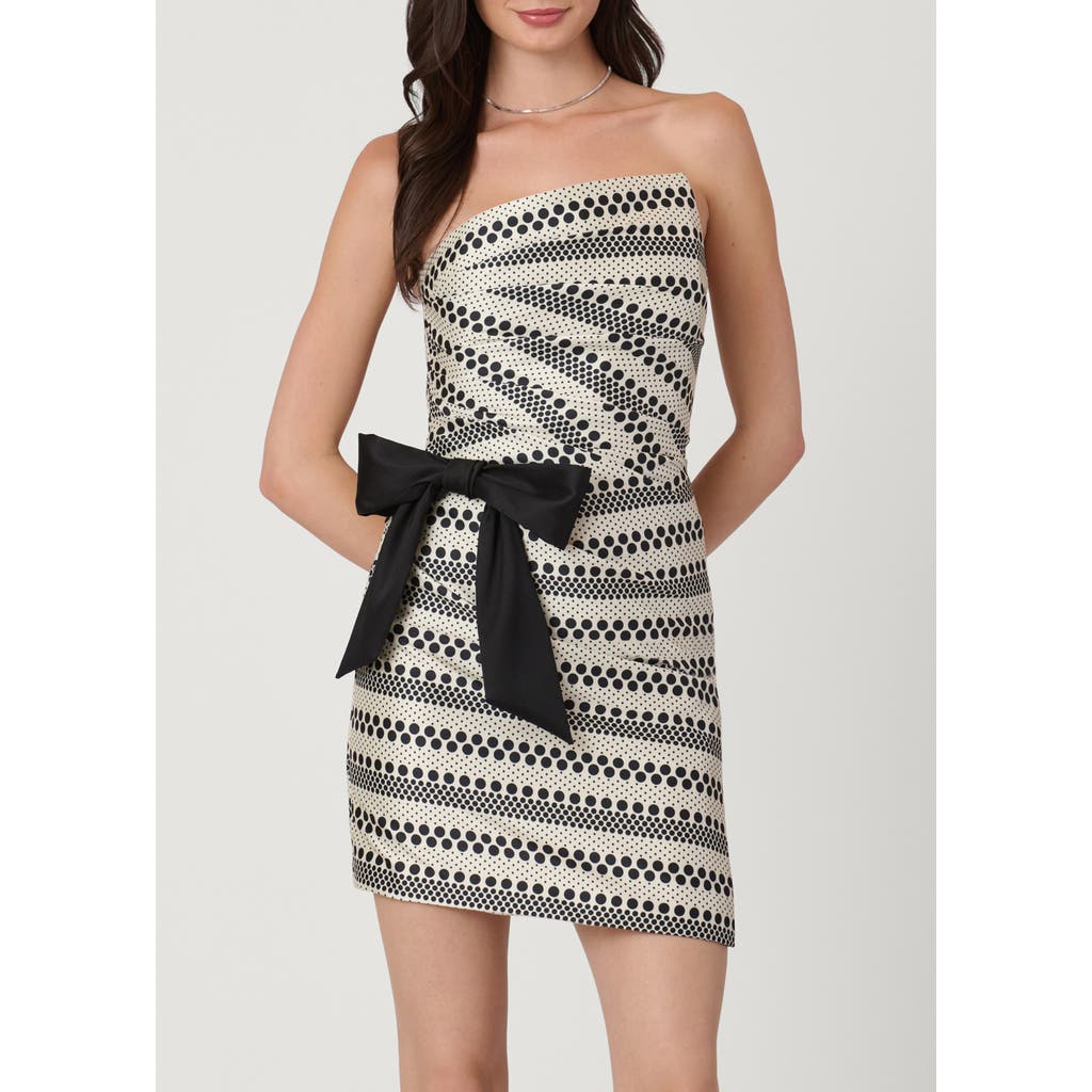 Shoshanna Shoshanna Midnight Striped Polka Dot Mikado Shelley Dress