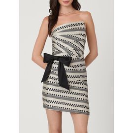 Shoshanna Shoshanna Midnight Striped Polka Dot Mikado Shelley Dress