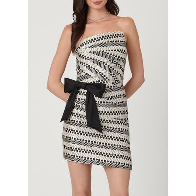 Shoshanna Shoshanna Midnight Striped Polka Dot Mikado Shelley Dress
