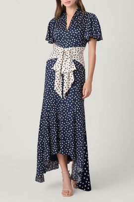 Shoshanna Shoshanna Polka Dot Satin Lane Dress