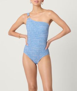 Shoshanna Shoshanna Printed Texture Ring One Shoulder One Piece