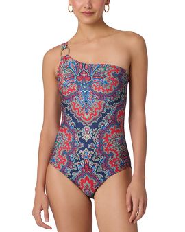 Shoshanna Shoshanna Ring One Shoulder One Piece Swimsuit
