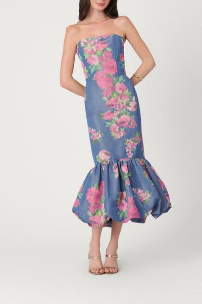 Shoshanna Shoshanna Rose Printed Chine Taffeta Midnight Julieanne Dress