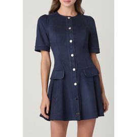 Shoshanna Shoshanna Suede and Leather Merina Dress