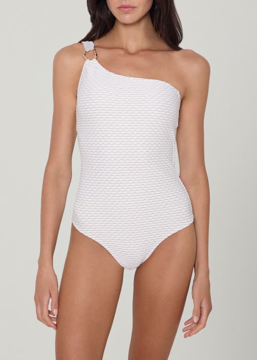 Shoshanna Shoshanna Wave Texture Ring One Shoulder One Piece