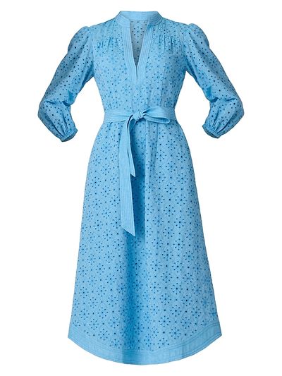 Shoshanna Women's Adele Embroidered Cotton-Linen Midi-Dress
