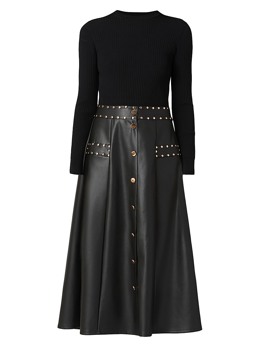Shoshanna - Women's Cleo Mixed-Media Midi-Dress