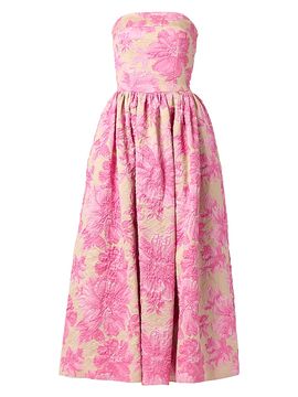 Shoshanna Women's Dana Jacquard Bandeau Tea-Length Dress