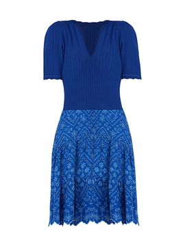 Shoshanna Women's Fallon Eyelet Mixed-Media Mini Dress