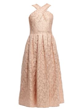 Shoshanna Women's Ivanna Floral Crisscross Halterneck Dress