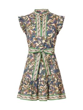 Shoshanna Women's Leah Paisley Stretch-Cotton Tie-Waist Mini Dress
