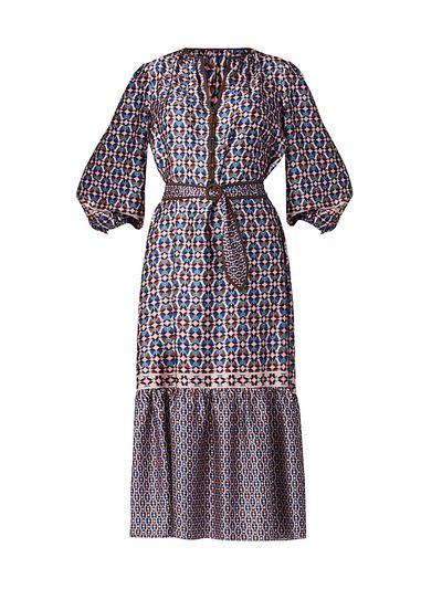 Shoshanna Women's Scout Geometric Tie-Waist Midi-Dress