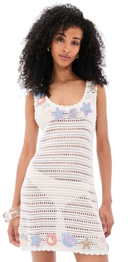 Show Me Your Mumu Show Me Your Mumu After Sun Coverup Mini Dress Seashell Crochet