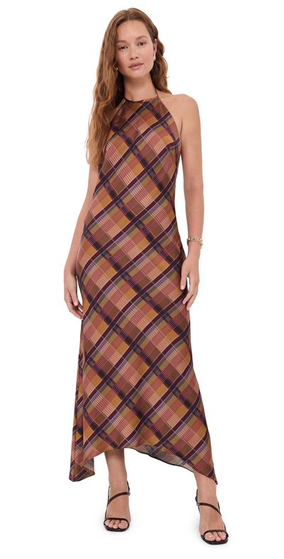 Show Me Your Mumu Show Me Your Mumu Dasha Dress Rich Plaid Satin