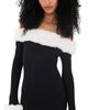 Show Me Your Mumu Show Me Your Mumu Donna Mini Dress Black Knit With White Faux Fur - 1