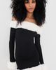 Show Me Your Mumu Show Me Your Mumu Donna Mini Dress Black Knit With White Faux Fur - 2