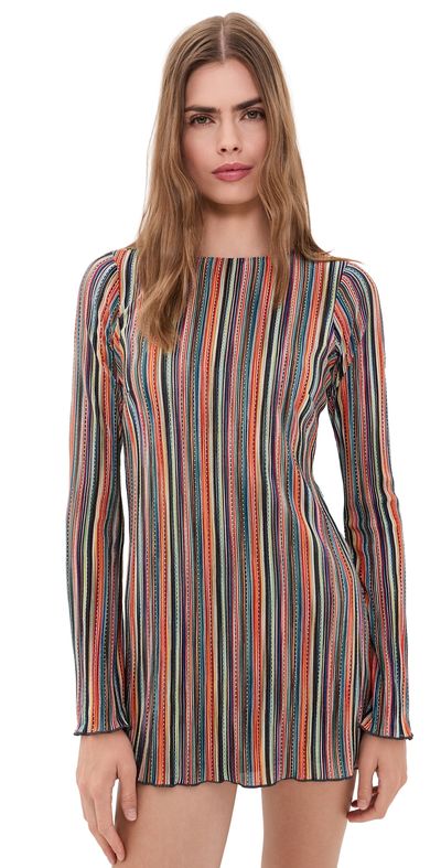 Show Me Your Mumu Show Me Your Mumu Drifter Mini Dress Sundown Stripe Knit
