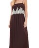 Show Me Your Mumu Show Me Your Mumu Emmylou Maxi Dress Chocolate Satin With Lace Trim - 1