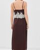 Show Me Your Mumu Show Me Your Mumu Emmylou Maxi Dress Chocolate Satin With Lace Trim - 3