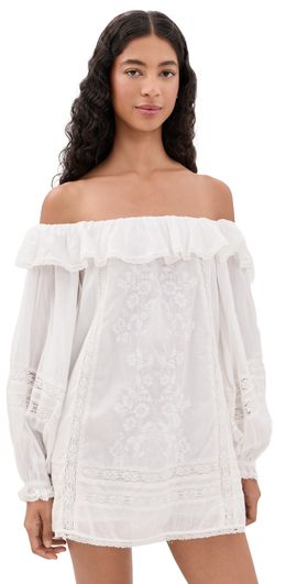 Show Me Your Mumu Show Me Your Mumu Meadow Mini Dress Cream Voile Trim
