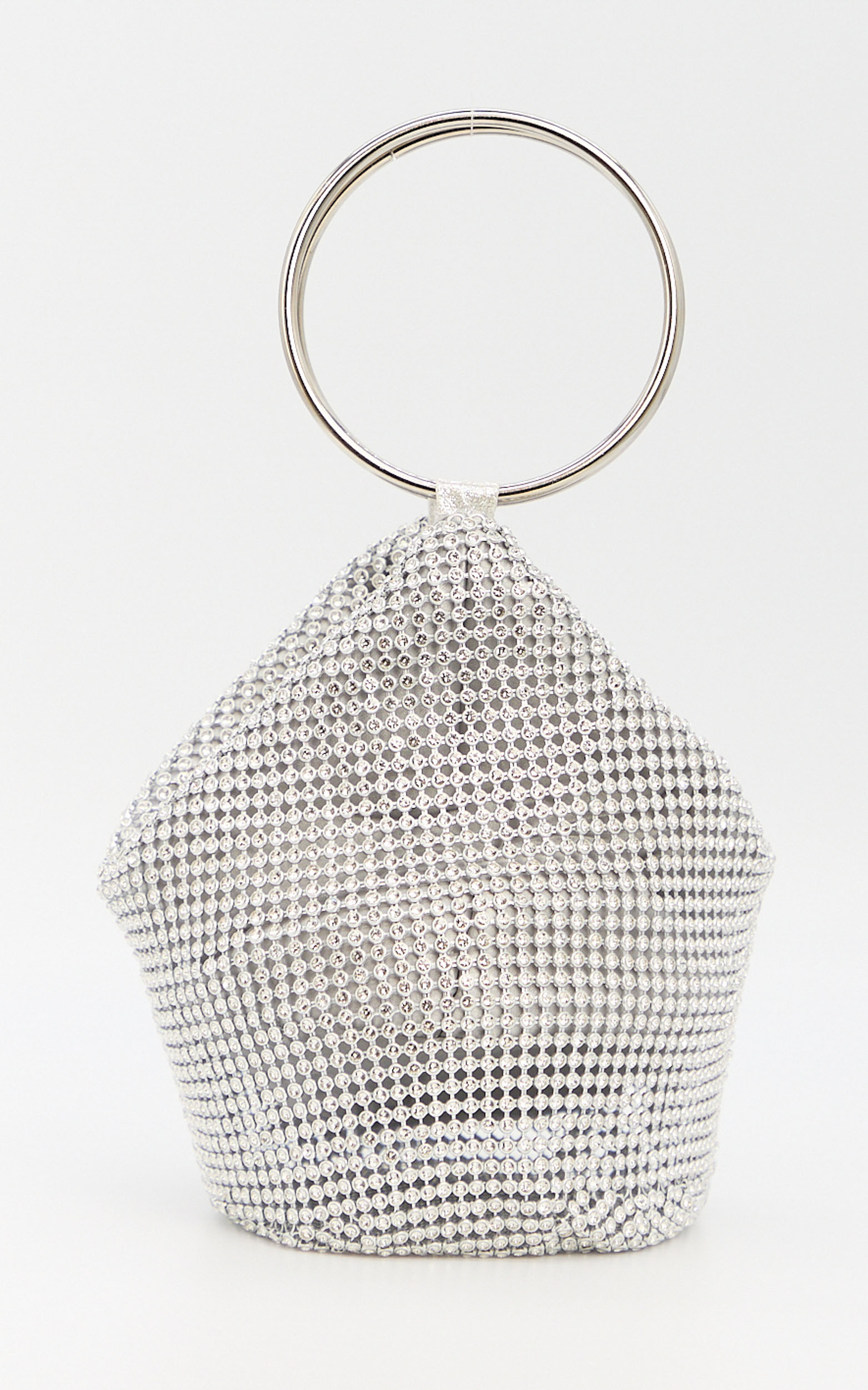 Showpo Adelyn Bag - Ring Handle Sequin Bag in Silver