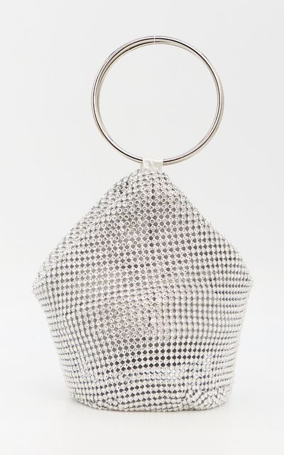 Showpo Adelyn Bag - Ring Handle Sequin Bag in Silver