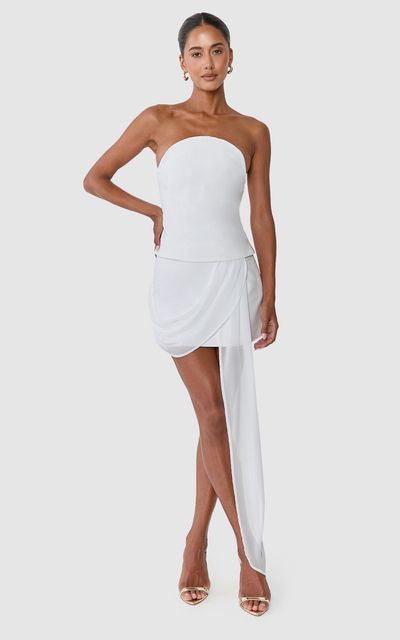 Showpo Alessandra Mini Skirt - Draped Contrast Sash Skirt in Off White
