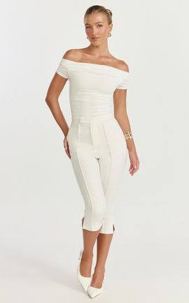 Showpo Arabella Pants - Capri Slim Fit Side Split Pants in White