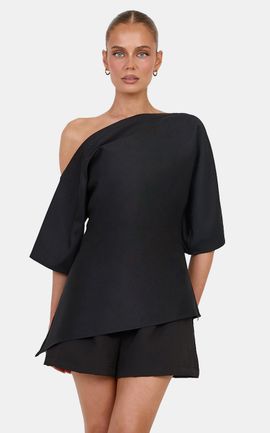 Showpo Aubrey Top - Off Shoulder Cinched Waist Top in Black