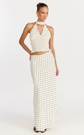 Showpo Charlotte Maxi Skirt - Polka Dot Skirt in White & Black Polka Dots