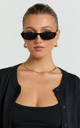 Showpo Colette Sunglasses - Small Rectangle Sunglasses in Black