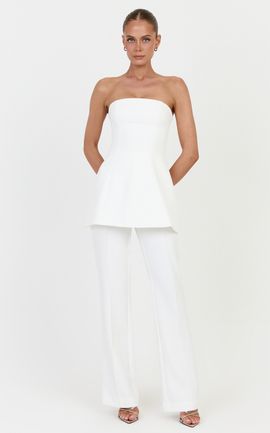 Showpo Daisy Pants - Mid Waisted Pin Tucked Bootleg Tailored Pants in Off White
