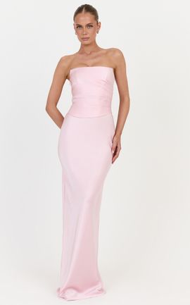 Showpo Francesca Maxi Skirt - Bias Cut Slip Skirt in Pink