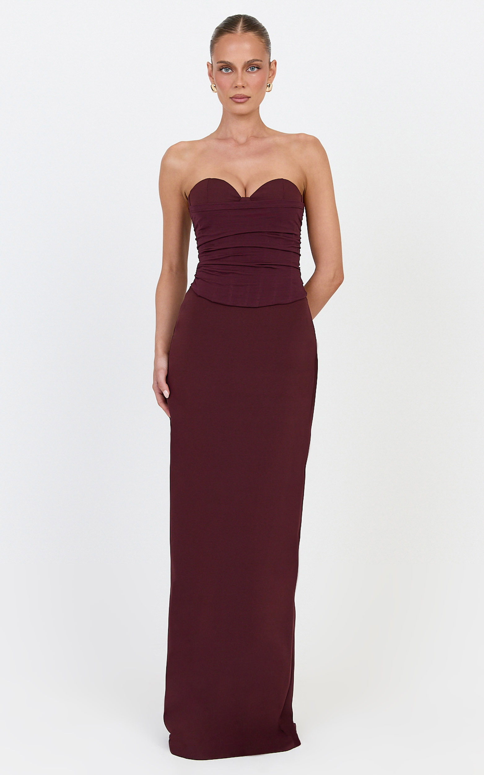 Showpo Helda Top - Strapless Corset Lace Up Back Top in Plum