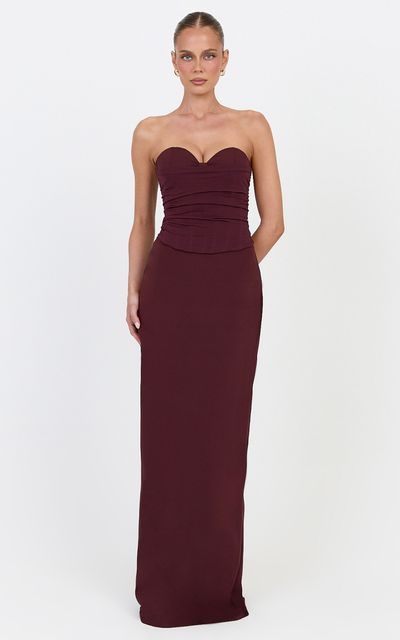 Showpo Helda Top - Strapless Corset Lace Up Back Top in Plum