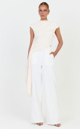 Showpo Helena Top - Jersey Drape Scarf Top in Off White