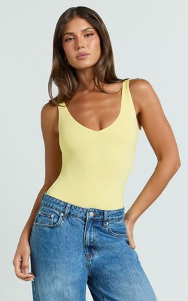 Showpo Jamie Bodysuit - V Neck Bodysuit in Lemon