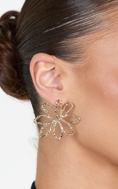 Showpo Jolie Earrings - Floral Stud Statement Earrings in Gold