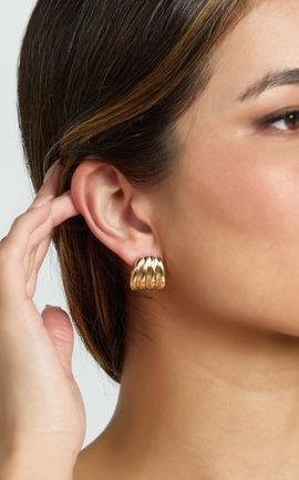 Showpo Lilou Ridge Stud Earrings in Gold
