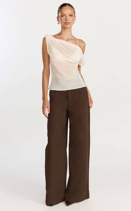 Showpo Milla Top - Georgette Asymmetric Draped Top in Cream