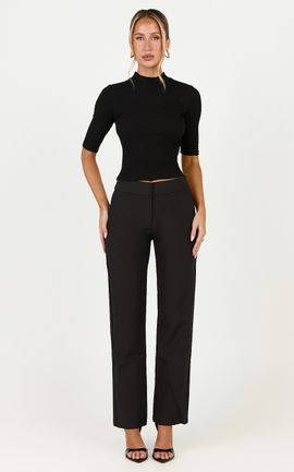 Showpo Neema Pants - Mid Rise Straight Leg Pants in Black