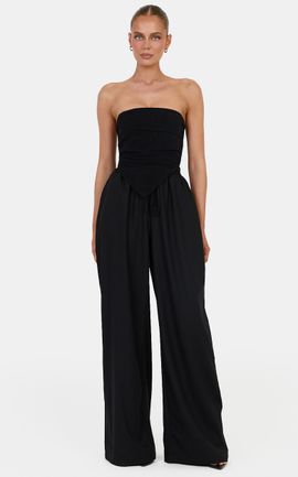 Showpo Norma Pants - High Waist Linen Blend Wide Leg Pants in Black