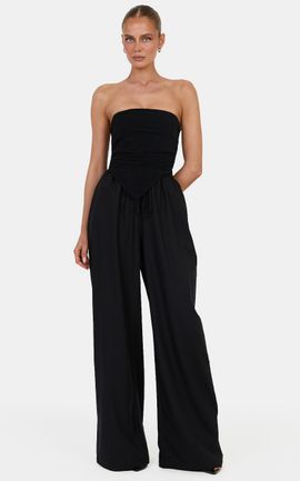 Showpo Norma Top - Strapless Linen Blend Scarf Tie Top in Black