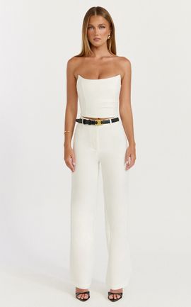 Showpo Pietra Pants - Straight Leg Pants in White