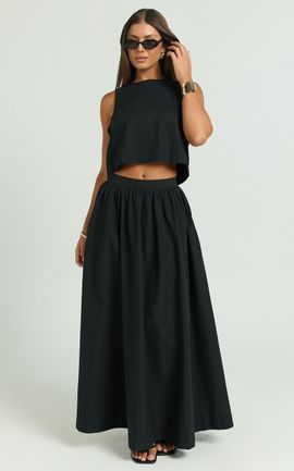 Showpo Preston Maxi Skirt - Full Aline Skirt in Black