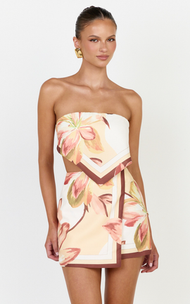 Showpo Robyn Top - Bandana Tie Back Top in Yellow Retro Flower Border Print