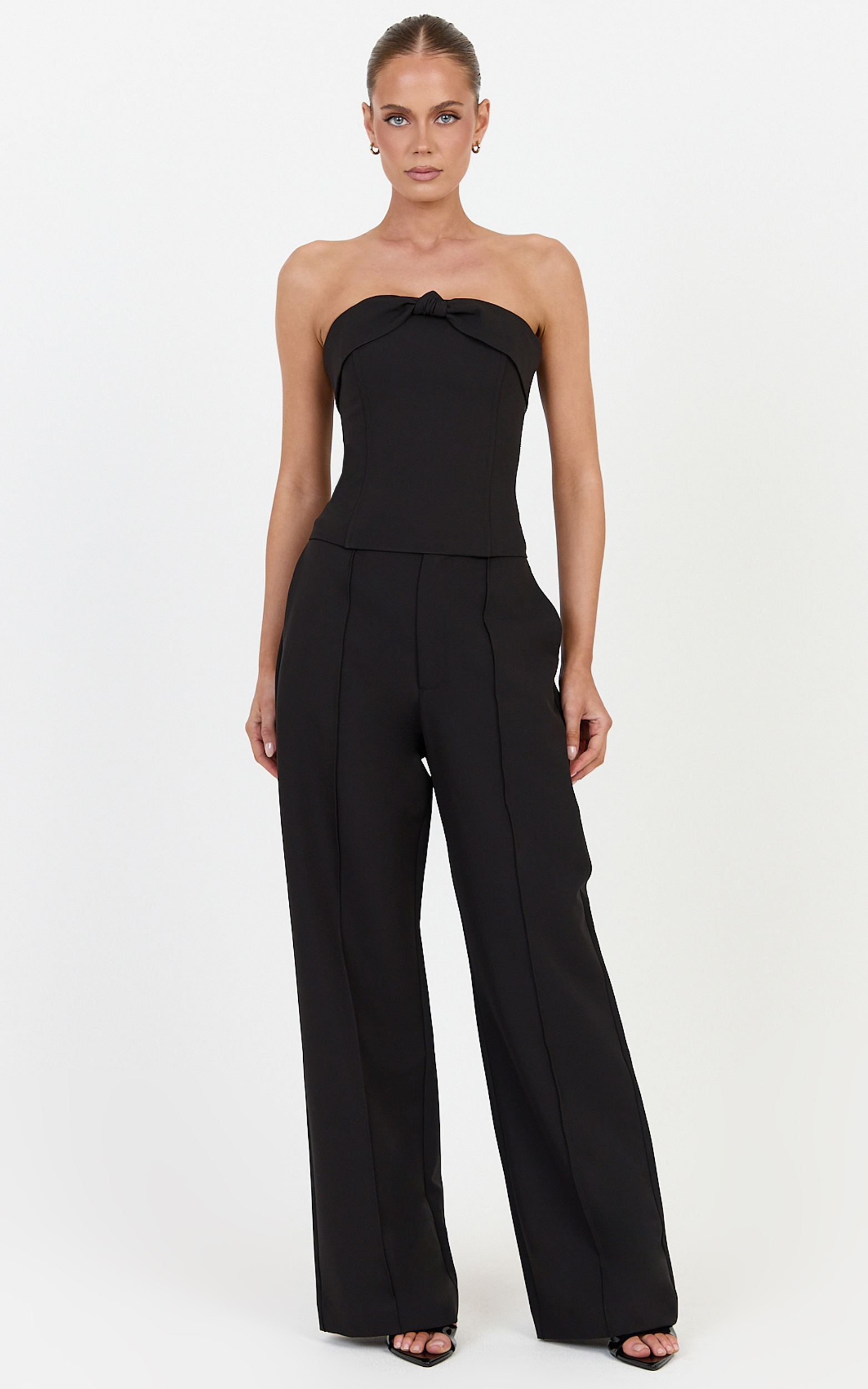 Showpo Rosalind Top - Strapless Knot Detail Corset Top in Black