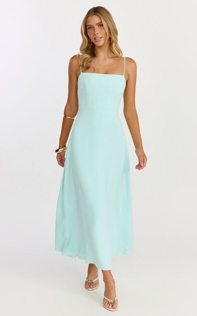 Showpo Rose Midi Dress - Strappy Straight Neck Midi Dress in Mint