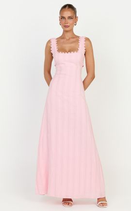 Showpo Roxanne Midi Dress - Square Neck Fit And Flare Dress in Pink